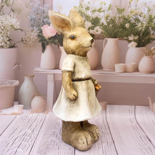 Intesi velikonoční figurka zajíčka v šatech 55 cm stojící dekorace do obýváku a jídelny