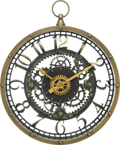 Industriální nástěnné hodiny Meca Atmosphera vintage zlatá Ø 27 cm do obýváku nebo kanceláře