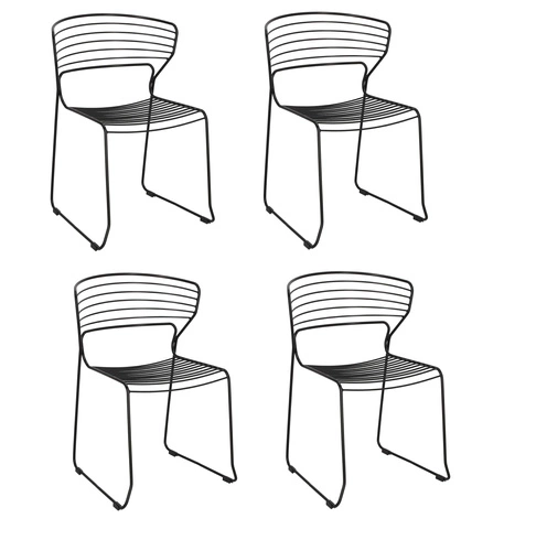 Sada 4 černých židlí Hilly