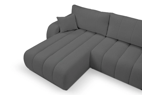 Rohová rozkládací pohovka levá Hobro šedá moderní do obýváku s úložným prostorem Intesi