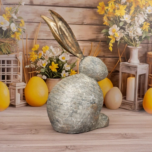 Velikonoční dekorativní figurka králíka Intesi 38 cm šedá stojící pryskyřicová dekorace na komodu nebo stůl