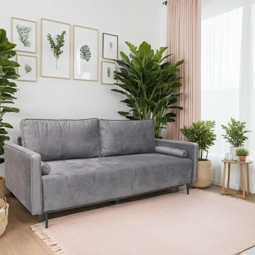 Rozkládací pohovka Arosa s funkcí spaní do obýváku, 2místná, sametová tmavě šedá Intesi