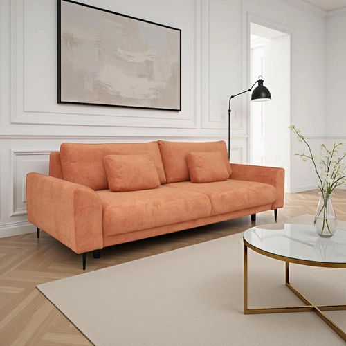 Rozkládací pohovka Ferrero pro 3 osoby s funkcí spaní moderní terakota do obýváku