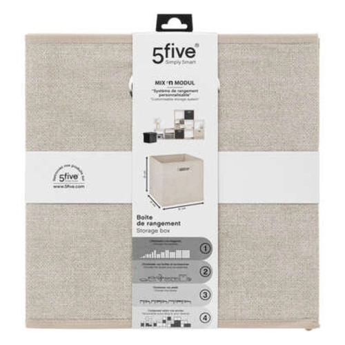 5five simply smart látková krabice do regálu 31x31 béžová s úchytkou moderní