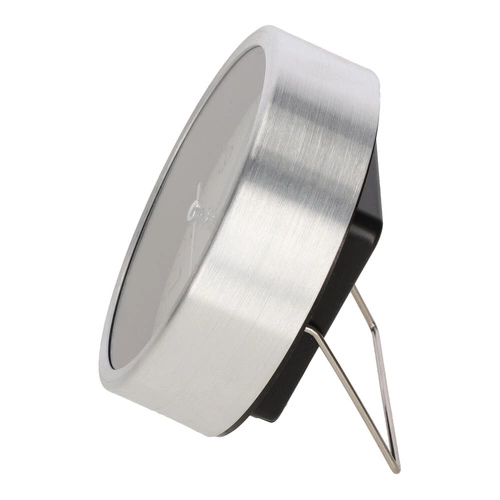 Stříbrný moderní budík Quazi stolní hodiny do ložnice a kanceláře průměr 9 cm Intesi