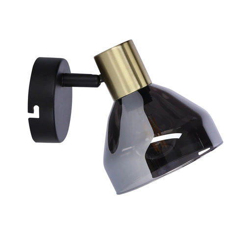 Nástěnné svítidlo Gregory moderní černé s kouřovým sklem do obývacího pokoje a ložnice CANDELLUX