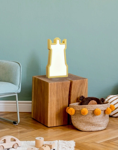 Dětská noční LED lampička Tower zlatá klasická z MDF CANDELLUX 28,5 cm