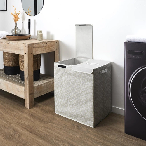 Dvojitý koš na prádlo 50x41x57 šedá látka