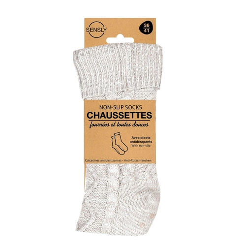 Zateplené pletené ponožky Intesi šedé 36-41, teplé domácí ponožky na dárek