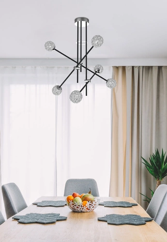 Moderní závěsné svítidlo Paksos černá koule 6 světel do obýváku a ložnice CANDELLUX