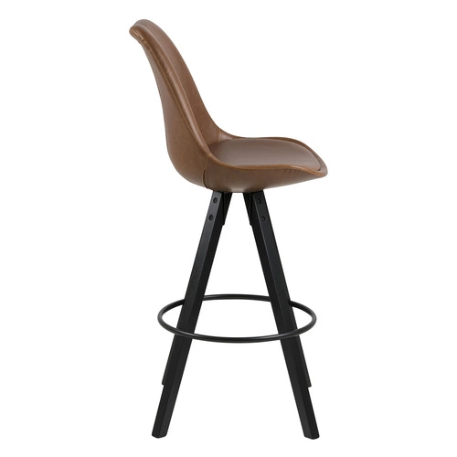 Barová židle Dima Brandy s opěrkou do kuchyně a k ostrůvku, čalouněná ekokůží na dřevěných nohou