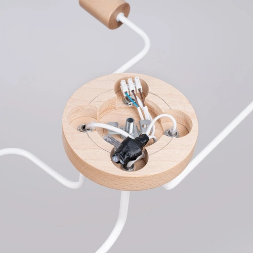 Loftový lustr TIMBO 4 bílý s dřevem do obýváku a jídelny 4 světla SOLLUX