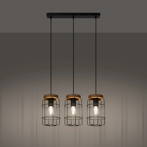 Závěsné svítidlo GOTTO 3L černé industriální nad stůl do obýváku a jídelny kovové 160 cm