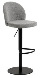 Šedá čalouněná barová židle s opěrkou, otočná a výškově nastavitelná k kuchyňskému ostrůvku Actona