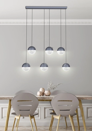 Závěsné LED svítidlo Furni šedé moderní 6bodové do obýváku a jídelny 91 cm