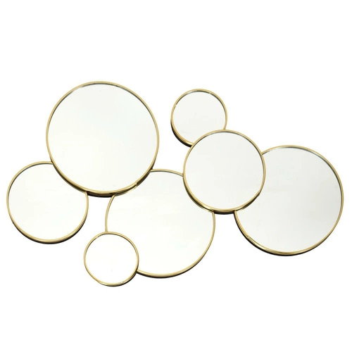 Zlatá nástěnná dekorace Aindar Intesi moderní z kulatých zrcadel do obýváku 57 cm