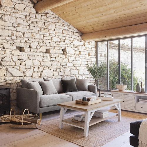 Třímístná sametová pohovka Candice béžová se skandinávskými područkami do obýváku Atmosphera