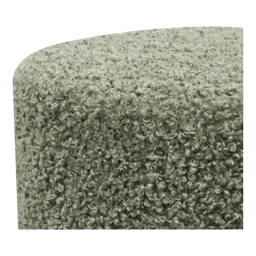 Taburet Ejby teddy zelený kulatý chlupatý do obýváku a ložnice