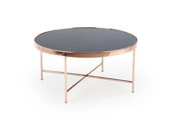 Konferenční stolek Rami L kulatý skleněný černý měděný moderní glamour do obýváku 82 cm