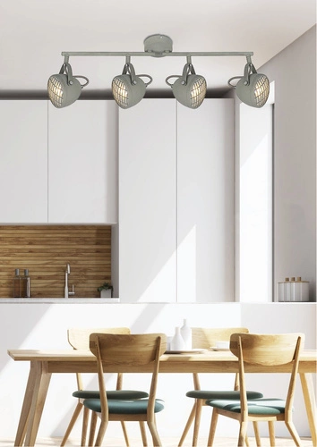 Šedé industriální stropní svítidlo Pent, nastavitelný 4bodový závěs do obýváku a ložnice