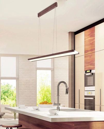 Moderní závěsné LED svítidlo Coconut hnědé 91 cm nad stůl do obýváku a jídelny