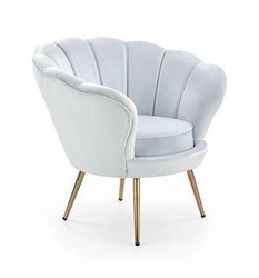 Křeslo mušle Amore světle modrý samet do obýváku moderní glamour na zlatých nohách Intesi