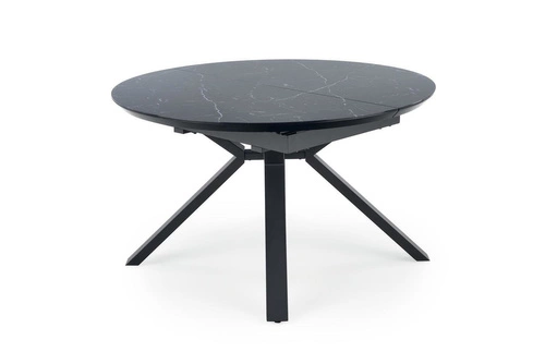 Rozkládací kulatý jídelní stůl Werro černý mramor moderní glamour 130–180 cm