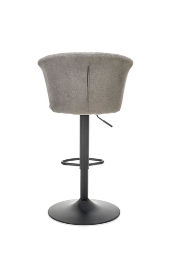 Barová židle Cossio sametová šedá s opěrkou otočná výškově nastavitelná do moderní kuchyně Intesi