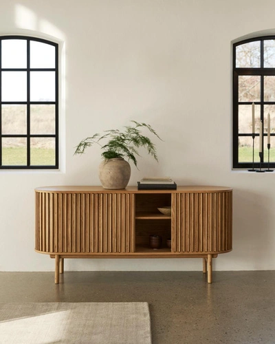 Komoda Carno dřevěná rýhovaná 160 cm moderní do obývacího pokoje