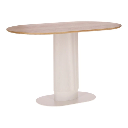 Jídelní stůl Maxim Intesi moderní oválný dubový dekor bílý na jedné noze 120x70 cm