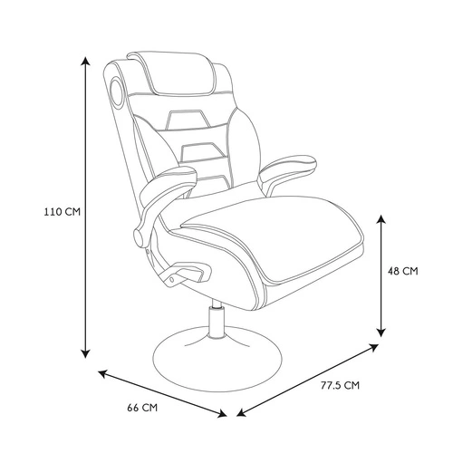 Herní křeslo Bemix černo-červené kožené otočné s nastavitelnými područkami k psacímu stolu