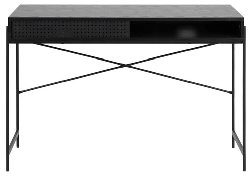 Pracovní stůl Angus černý industriální s ukrytou policí 110 cm Actona – moderní loftový psací stůl