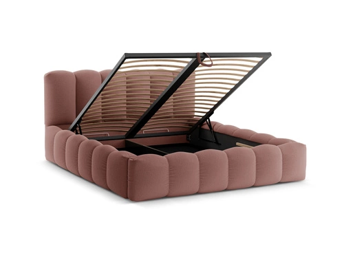 Čalouněná postel do ložnice Micadoni Home Lupine růžová s úložným prostorem 200x200 glamour