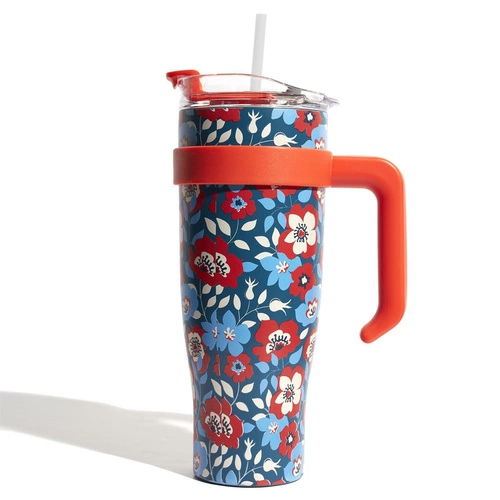 Červený termohrnek Miami Floral