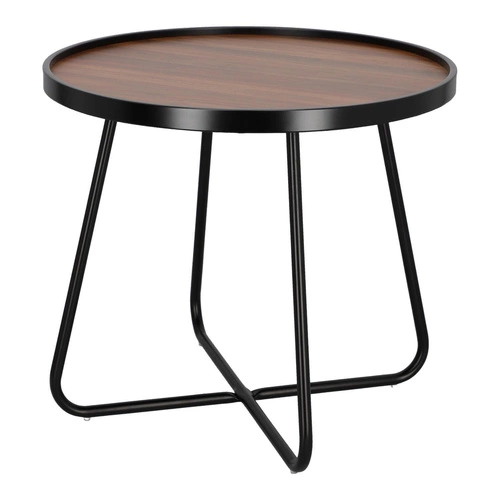 Kulatý konferenční stolek Tamsai 60 cm černý ořech loftový do obýváku odkládací Intesi