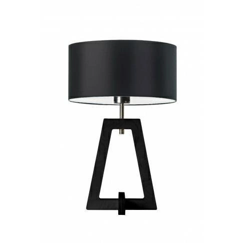 Noční lampa do ložnice Clio LYSNE moderní černá s dřevěným ebenovým stínidlem 47 cm