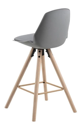 Barová židle Oslo šedá s opěrkou do kuchyně, dřevěná na dubových nohách, moderní Actona