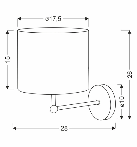 Nástěnné svítidlo TOPI černé 1x40W E27 krémové stínítko