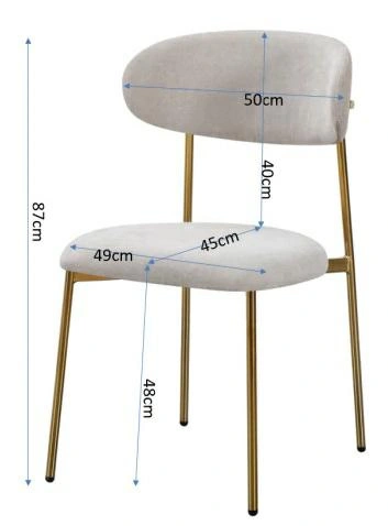 Židle Nola béžová sametová na zlatých nohách do jídelny a obýváku