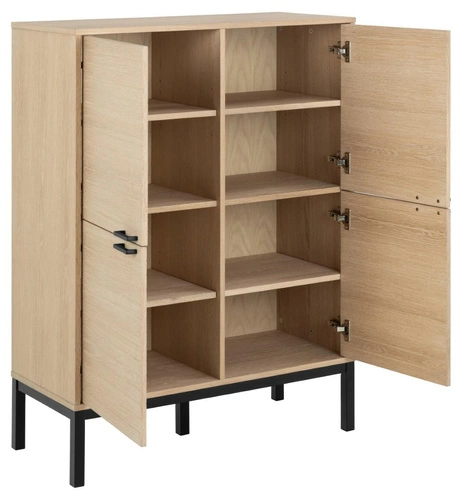 Vysoká komoda Kensington bělený dub moderní na nožkách do obýváku a ložnice Actona