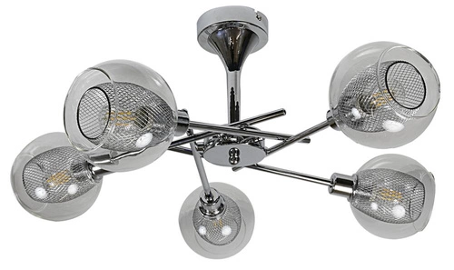 Závěsné svítidlo Ozzo skleněné chromované 5bodové do obýváku moderní nastavitelné