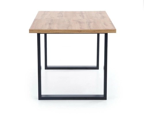 Rozkládací jídelní stůl Ulen 160–210 cm dub wotan moderní s černými nohami Intesi