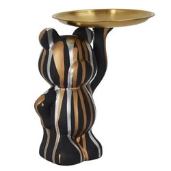 Dekorační figurka Deco Bear černá s podnosem moderní do obýváku nebo jako dárek Intesi