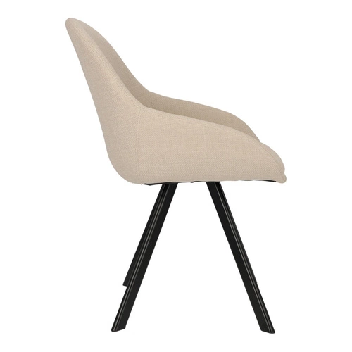 Čalouněná jídelní židle Nels béžová s područkami moderní černé nohy