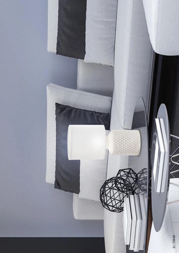 Bílá noční lampička do ložnice Iner moderní keramická se stínidlem Candellux 32 cm