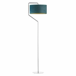 Stojací lampa do obýváku TESALLIA GOLD Lysne glamour zelený sametový stínidlo chrom 156 cm