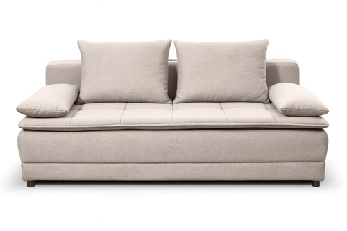 Rozkládací pohovka Mikkeli béžová s funkcí spaní do obýváku skandinávský styl 2místná