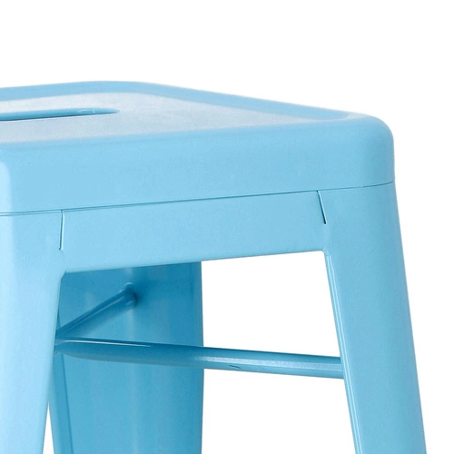 Barová stolička Paris 66 cm modrá kovová industriální bez opěrky k kuchyňskému ostrůvku D2.DESIGN