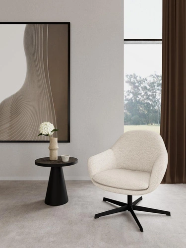 Křeslo Claremore bouclé béžové otočné moderní do obýváku