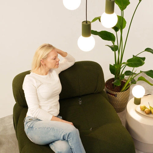 Nástěnná lampa HALO olivově zelená moderní IP44 do koupelny a obýváku hliník sklo